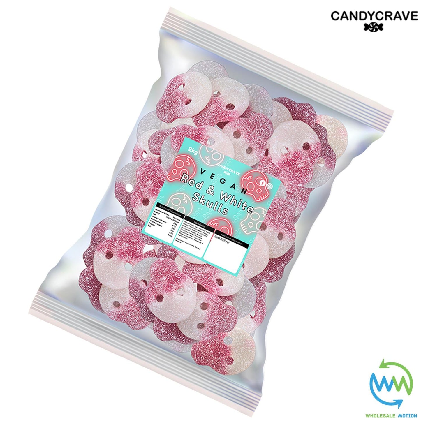 FIZZY RED AND WHITE SKULLS Sweets STRAWBERRY Flavour GUMMY Candy HALLOWEEN Jelly Jellies CANDYCRAVE Gummies PICK N MIX Snack