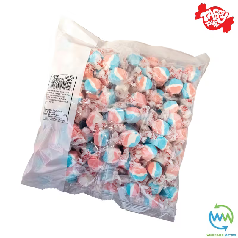 ROCKET POP SALT WATER TAFFY Sweets SOFT CANDY Taffies SWEET Chewy Retro Party INDIVIDUALLY WRAPPED Fruity SWEET Candy Gummy Jelly GUMMIES Jellies Snack Fruit Taffies Toffees
