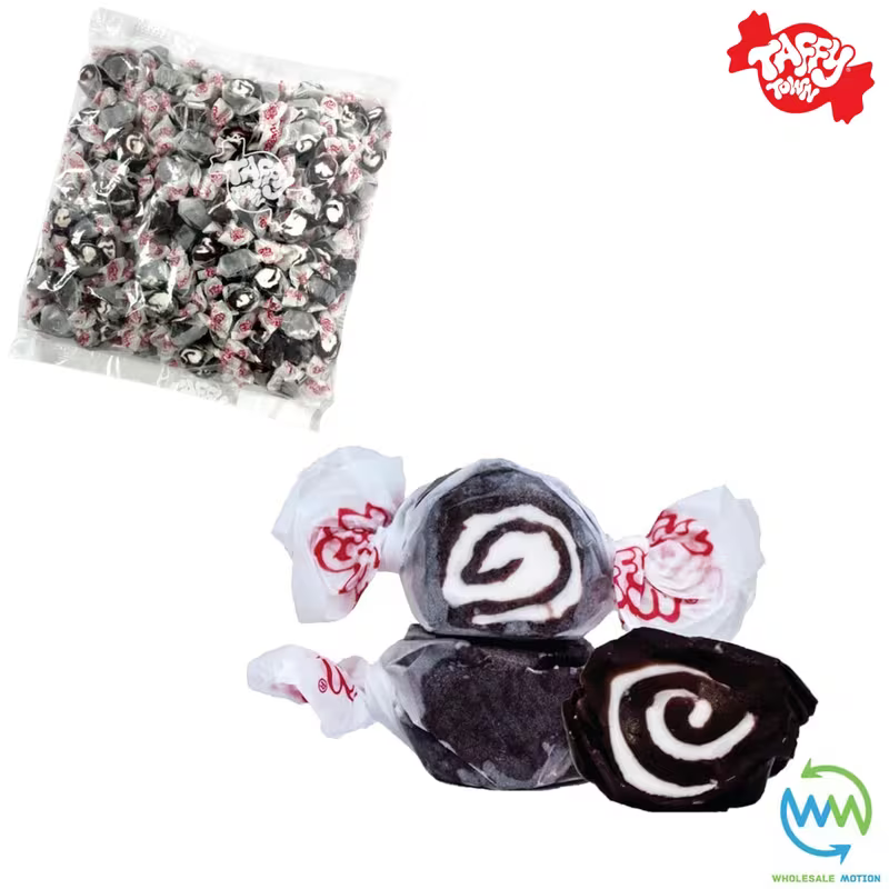 LIQUORICE SWIRL SALT WATER TAFFY Sweets SOFT CANDY Taffies SWEET Chewy Retro Party INDIVIDUALLY WRAPPED Fruity SWEET Candy Gummy Jelly GUMMIES Jellies Snack Fruit Taffies Toffees