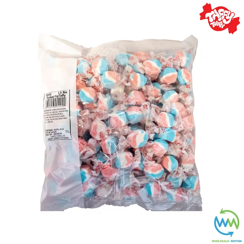 ROCKET POP SALT WATER TAFFY Sweets SOFT CANDY Taffies SWEET Chewy Retro Party INDIVIDUALLY WRAPPED Fruity SWEET Candy Gummy Jelly GUMMIES Jellies Snack Fruit Taffies Toffees