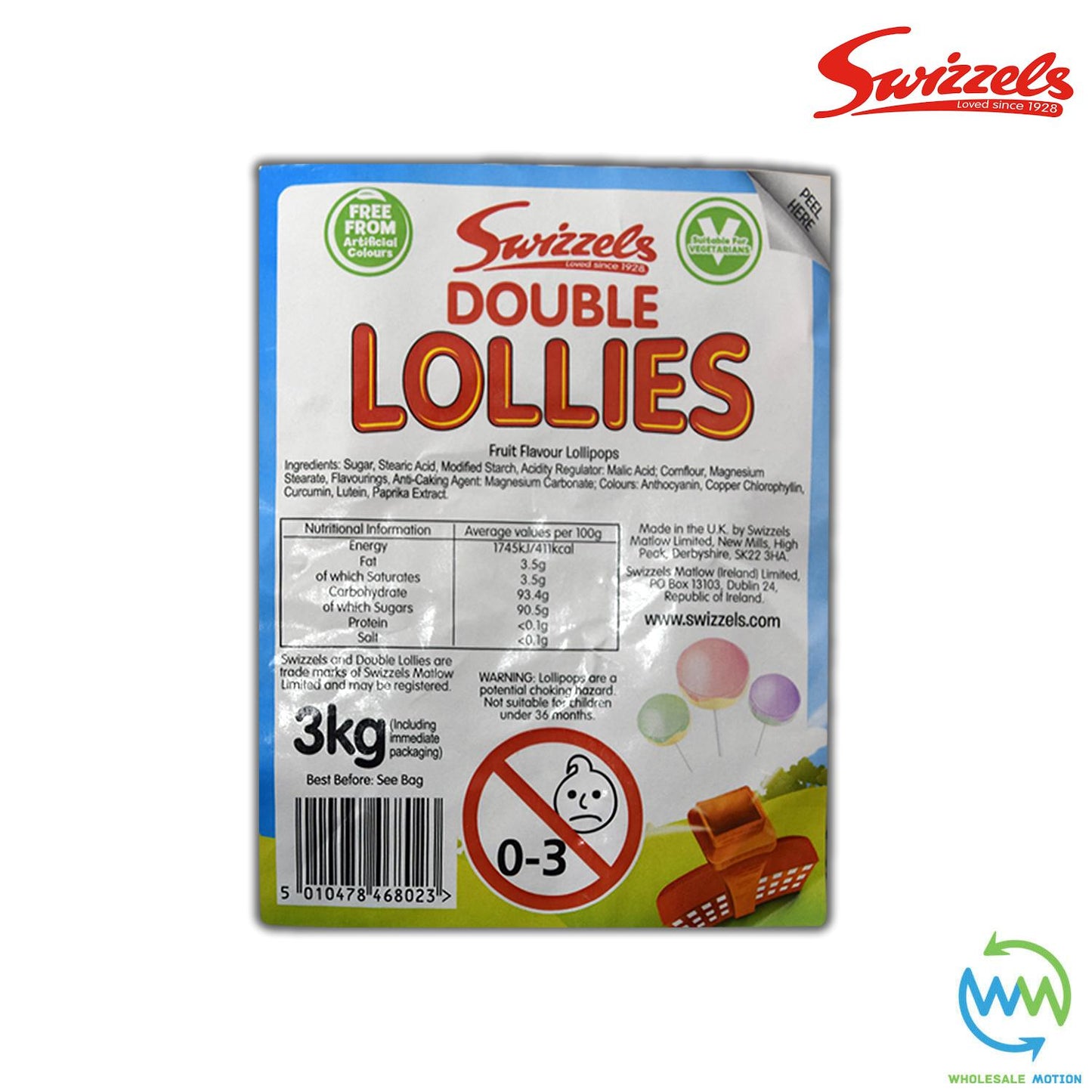 3KG BULK BAG Swizzels DOUBLE LOLLIES Fruity Individual Wrapped SWEETS Retro CANDY FRUIT Lolly Snack SWIZZELS
