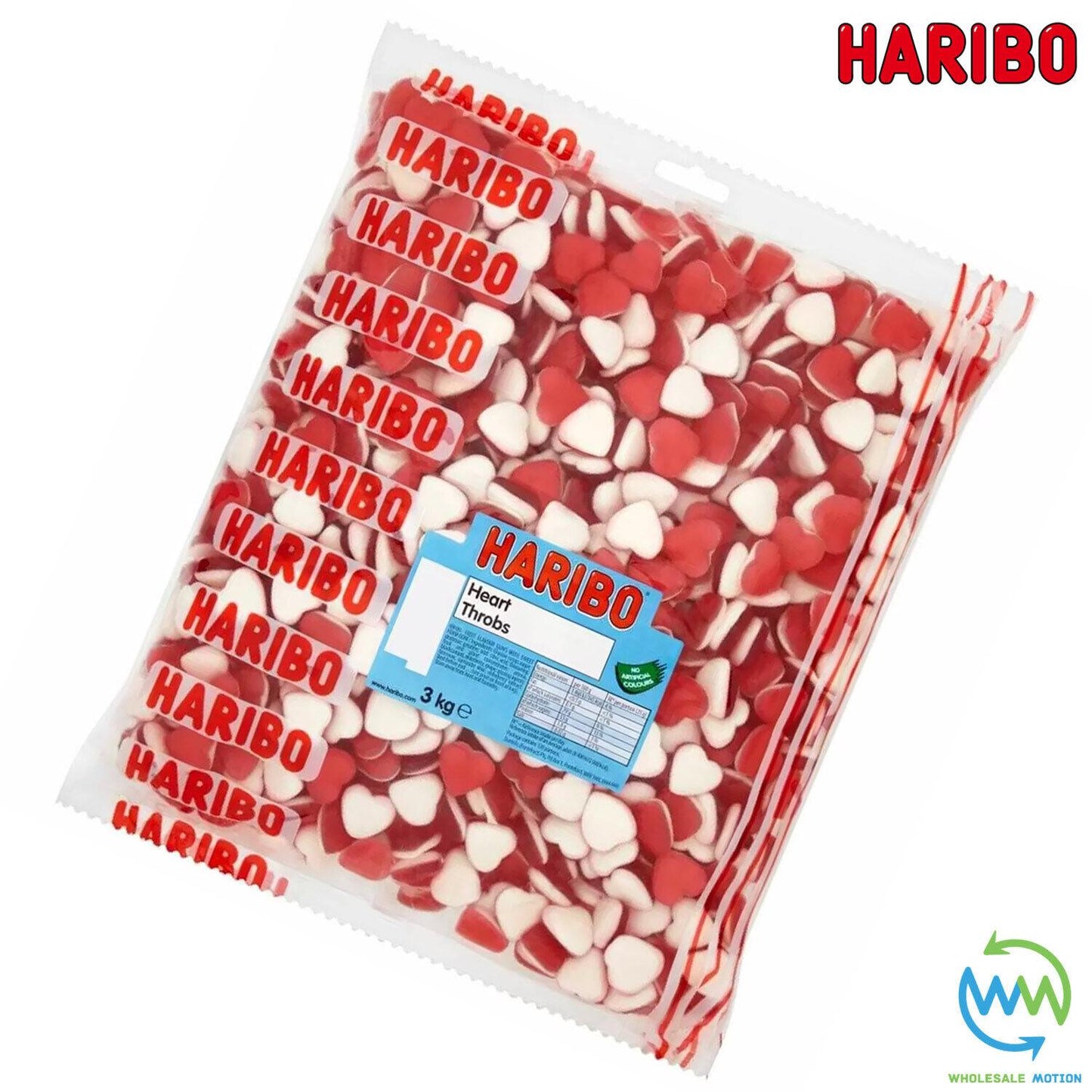 3KG BULK BAG - HARIBO HEART THROBS Sweets VALENTINES DAY Candy WEDDING Hearts LOVE PICK N MIX