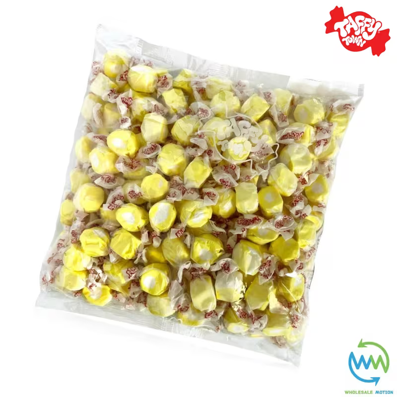 LEMON CREAM SALT WATER TAFFY Sweets SOFT CANDY Taffies SWEET Chewy Retro Party INDIVIDUALLY WRAPPED Fruity SWEET Candy Gummy Jelly GUMMIES Jellies Snack Fruit Taffies Toffees