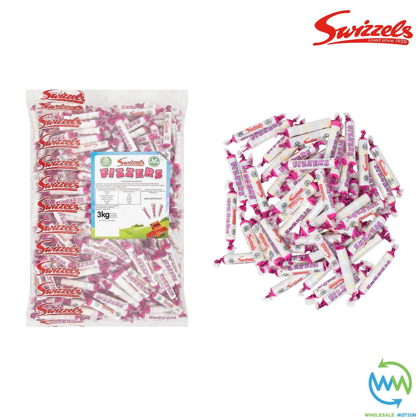 3KG BULK BAG Swizzels FIZZERS Individual Wrapped 7g SWEETS DISC Retro CANDY Kids Party UK Snack SWIZZELS