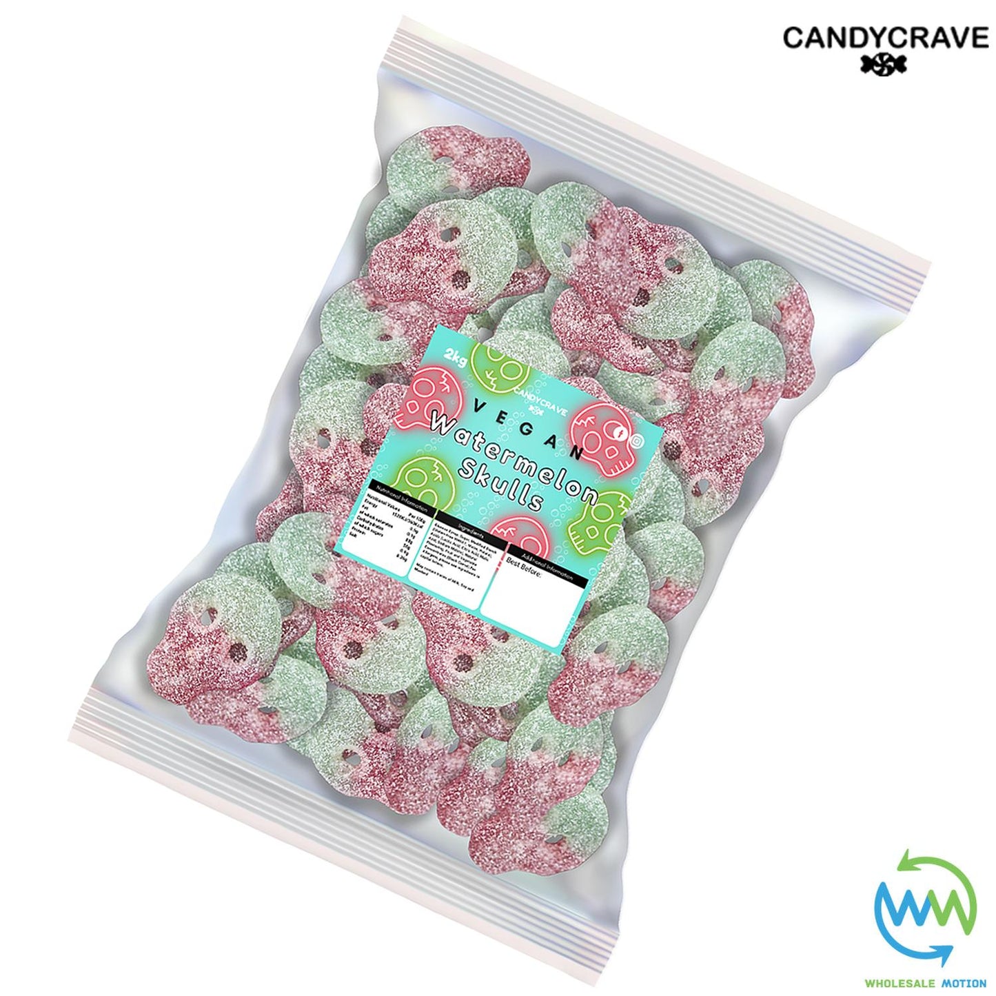 FIZZY WATERMELON SKULLS Sweets WATERMELON Flavour GUMMY Candy HALLOWEEN Jelly Jellies CANDYCRAVE Gummies PICK N MIX Snack Bonbon Sugar pick and mix  sweets