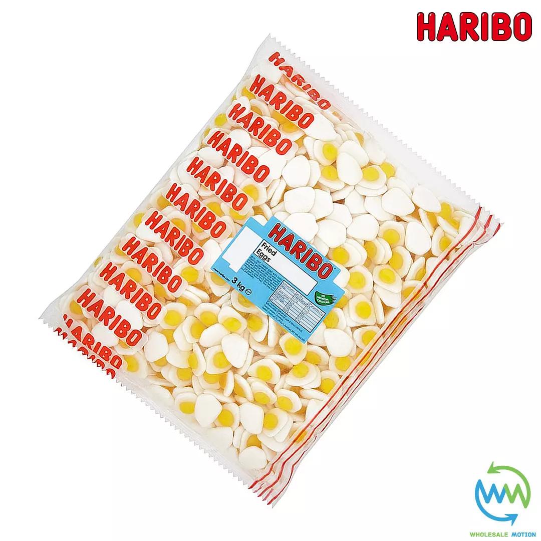 3KG BULK BAG - HARIBO FRIED EGGS Sweets GUMMY Candy WEDDING Favours Fruity Flavour PICK N MIX Jelly Jellies Gummies Candies Snack Retro