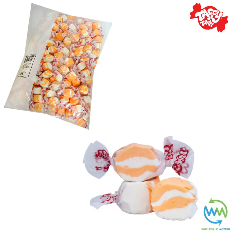 PEACHES & CREAM SALT WATER TAFFY Sweets SOFT CANDY Taffies SWEET Chewy PEACH Creamy Retro Party INDIVIDUALLY WRAPPED Fruity SWEET Candy Gummy Jelly GUMMIES Jellies Snack Fruit Taffies Toffees