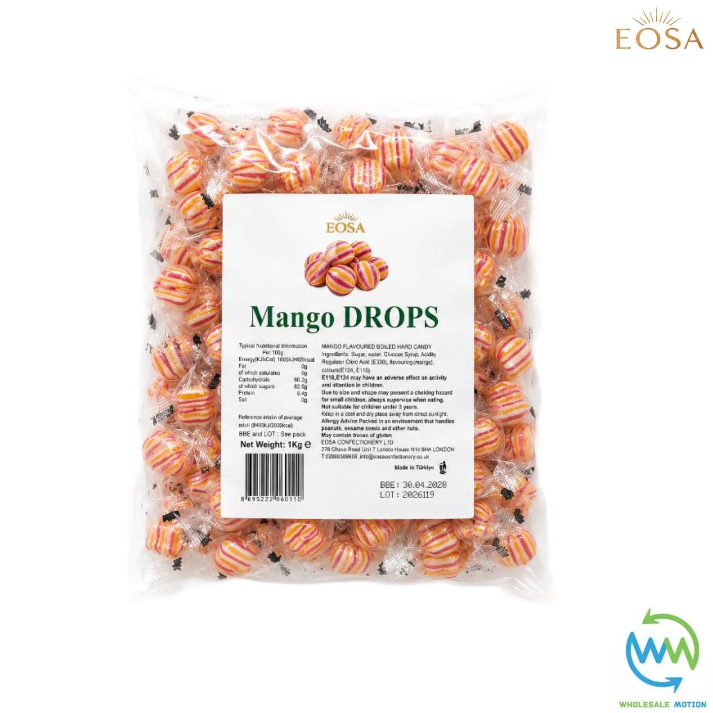 MANGO DROPS Sweets CANDY Candies HARD BOILED Cream Fruity Sweet INDIVIDUALLY WRAPPED Drop Retro TRADITIONAL Party Bag Filler Treat Snack Fruit Fruity Wedding Favour Gift