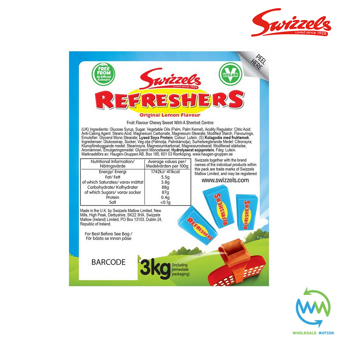 Swizzels REFRESHER Chews LEMON Individual Wrapped SWEETS 8g CHEW Retro CANDY UK