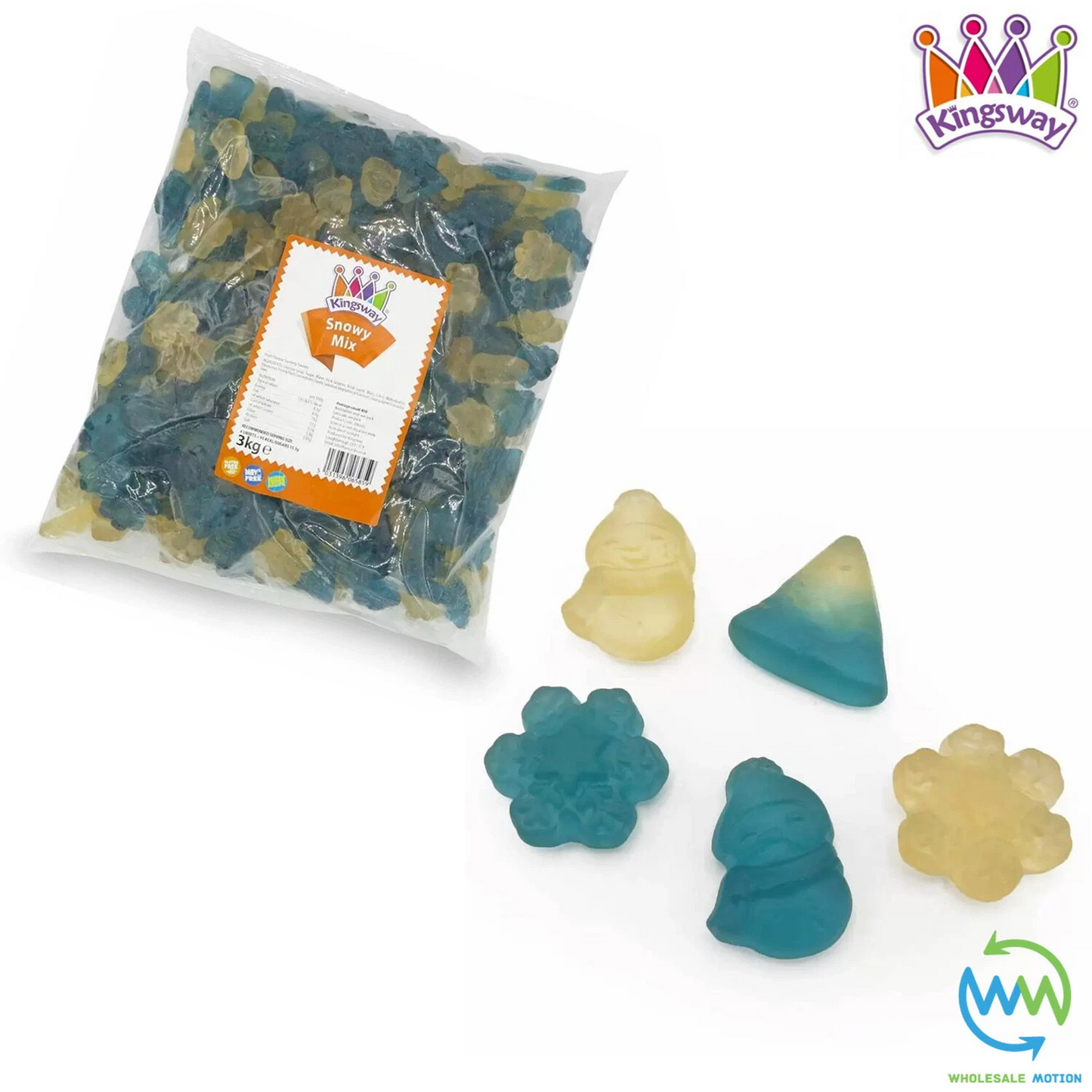 Christmas GUMMY SNOWY MIX Sweets KINGSWAY Jelly Candy SMOWMEN SNOWFLAKE TREE BAG