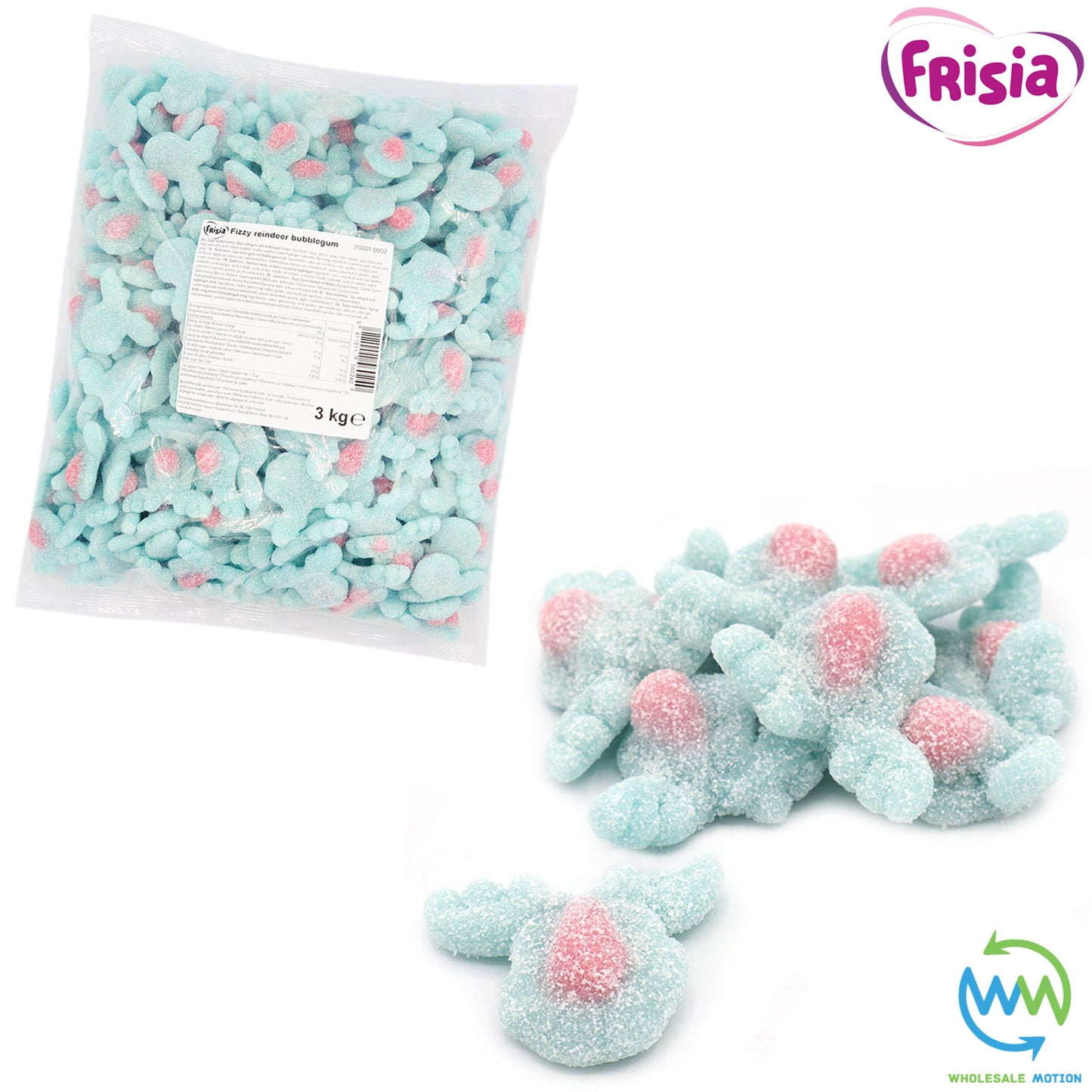 Christmas FIZZY BUBBLEGUM REINDEER Sweets GUMMY Candy FESTIVE Jelly XMAS PICK N MIX BAG Gummies Jellies Candies Snack Frisia
