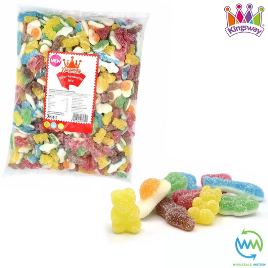 SOUR FAVOURITES MIX Sweets GUMMY Candy SUGAR FRUIT JELLY Kingsway PICK N MIX Gummies Jellies UK Snack