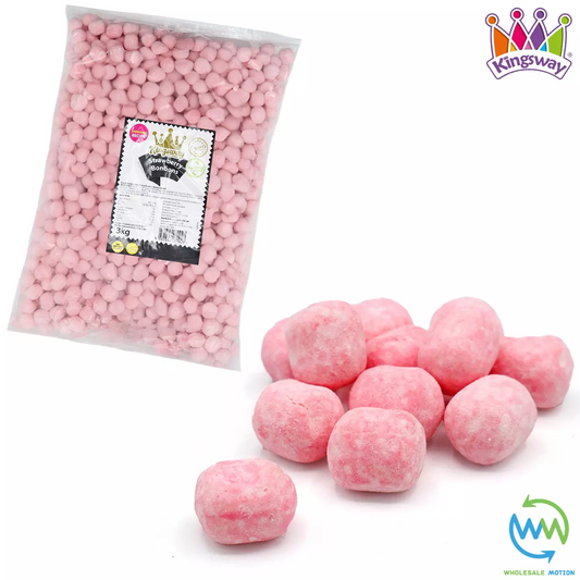 Kingsway STRAWBERRY BON BONS Sweets CANDY Sugar Dusted VEGGIE CHEWY Party Chews Retro SNACK Candies Gummies Jellies