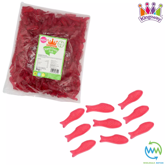 Kingsway SCANDI CHERRY FISH Sweets CHEWY Gummies Snack CANDY Party PICK N MIX UK Gummy JELLY Jellies Snack