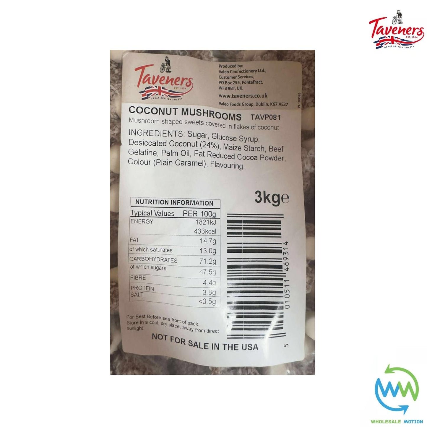 COCONUT MUSHROOMS Sweets CANDY Retro CHEWY TRADITIONAL Taveners PICK N MIX Treat Candies Snack Gummy Gummies Jelly Jellies