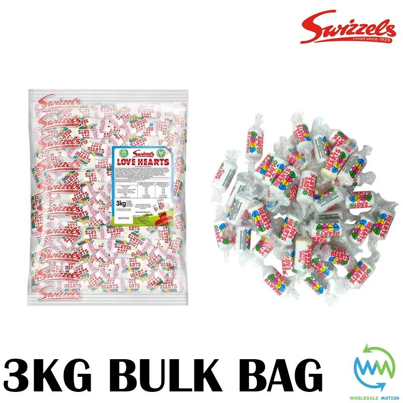 3KG BULK BAG Swizzels LOVE HEARTS Individual Wrapped 12g SWEETS DISC Retro CANDY Kids Party Snack SWIZZELS