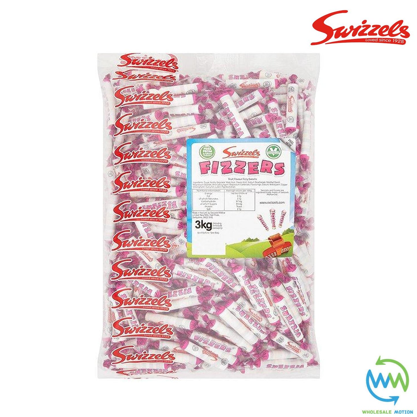 3KG BULK BAG Swizzels FIZZERS Individual Wrapped 7g SWEETS DISC Retro CANDY Kids Party UK Snack SWIZZELS