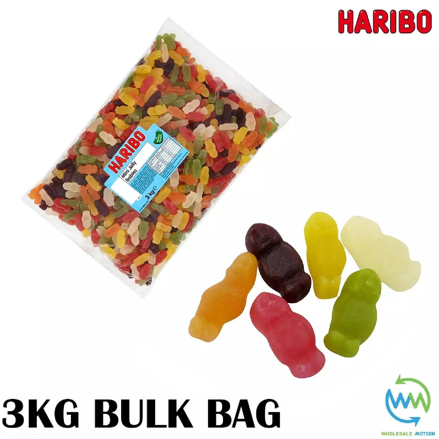 3KG BULK BAG - HARIBO MINI JELLY BABIES Sweets GUMMY Candy WEDDING Favours GIFT Bear PICK N MIX Candies Snack Gummies Jelly Jellies Retro