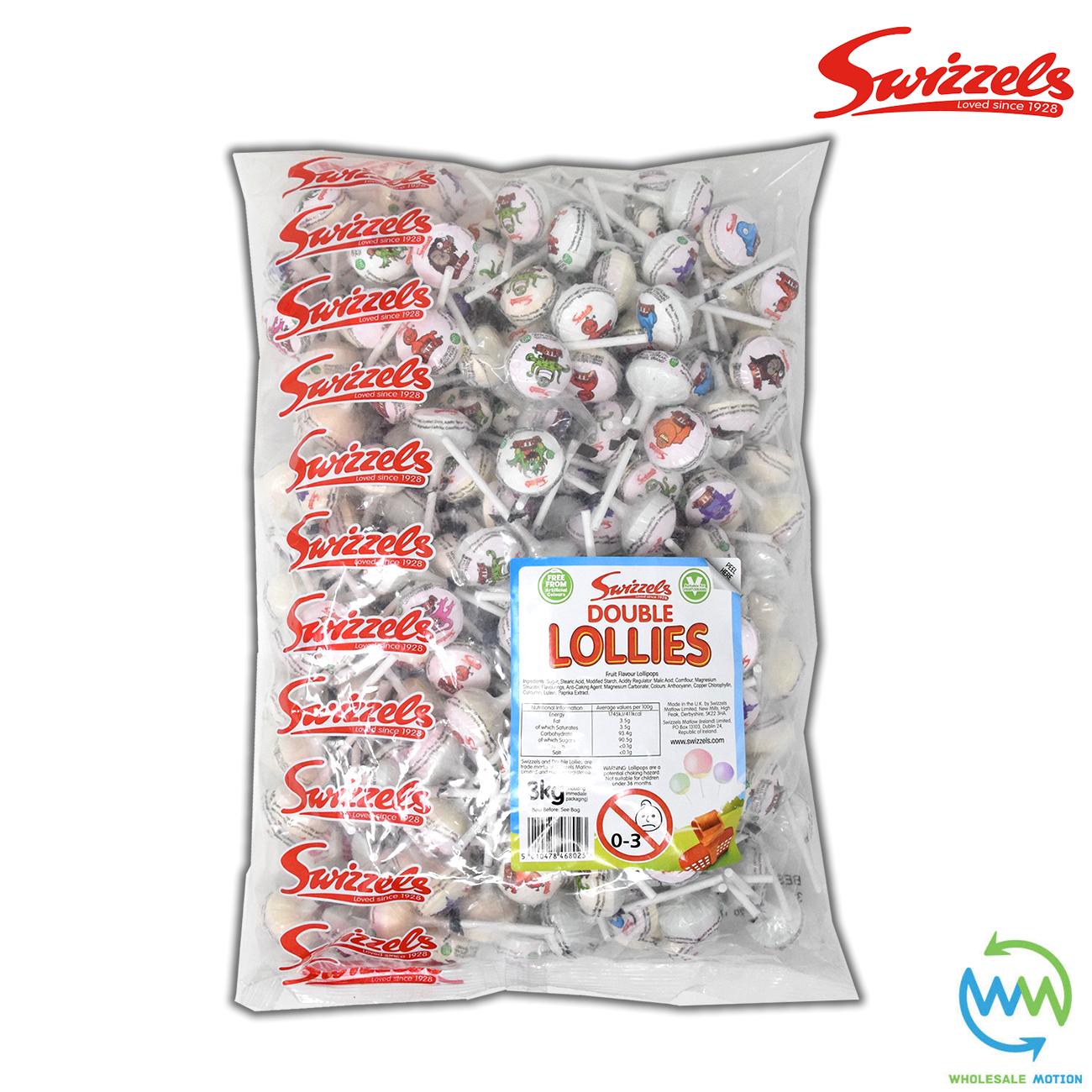 3KG BULK BAG Swizzels DOUBLE LOLLIES Fruity Individual Wrapped SWEETS Retro CANDY FRUIT Lolly Snack SWIZZELS