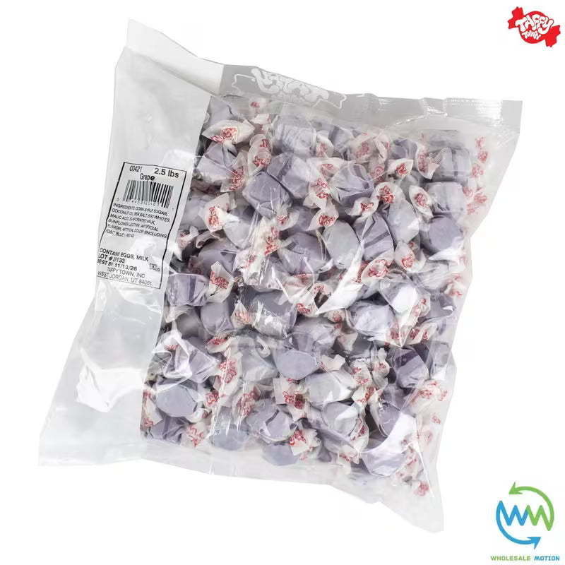 GRAPE SALT WATER TAFFY Sweets SOFT CANDY Taffies SWEET Chewy Retro Party WRAPPED Fruity SWEET Candy Gummy Jelly Snack Fruit Taffies Toffees Gummies Jellies GIFT Snack TREAT Wedding Favour Party Bag Filler