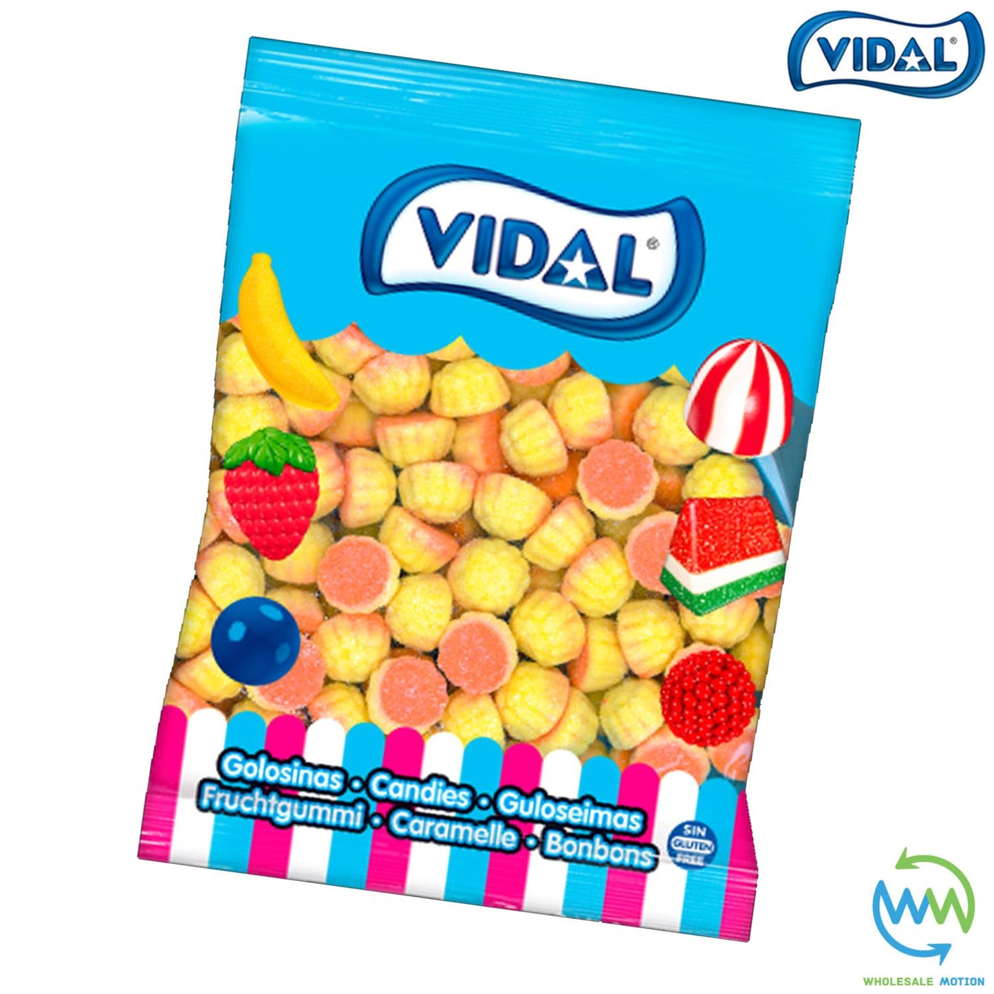 FIZZY CARAMEL KISSES Sweets GUMMY Candy Jelly Kiss Fruity GUMMIES Vidal PICK N MIX Jellies Snack Multicoloured