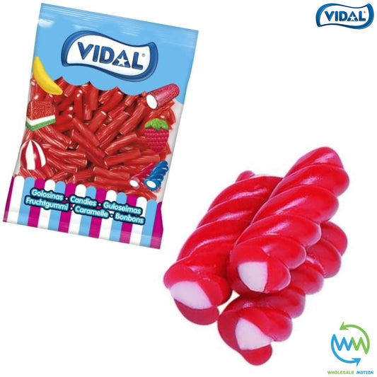 STRAWBERRY LIQUORICE TWIST PENCILS Sweets GUMMY Candy TWISTS PENCIL Fondant Filled Filling Jelly FRUITY Jellies GUMMIES Vidal RED PICK N MIX UK Fruit Food Snack Party Bag Filler Gift