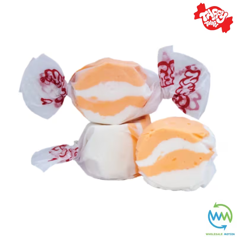 PEACHES & CREAM SALT WATER TAFFY Sweets SOFT CANDY Taffies SWEET Chewy PEACH Creamy Retro Party INDIVIDUALLY WRAPPED Fruity SWEET Candy Gummy Jelly GUMMIES Jellies Snack Fruit Taffies Toffees