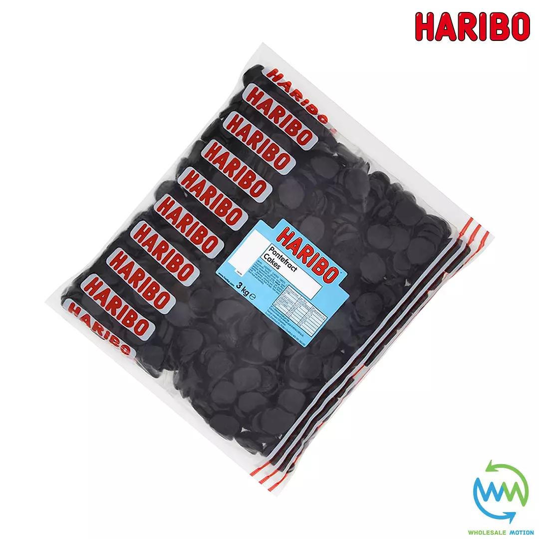 3KG BULK BAG - HARIBO PONTEFRACT CAKES Sweets GUMMY Candy WEDDING Favours GIFT PICK N MIX UK Liquorice Gummies Jelly Jellies Candies Snack Retro