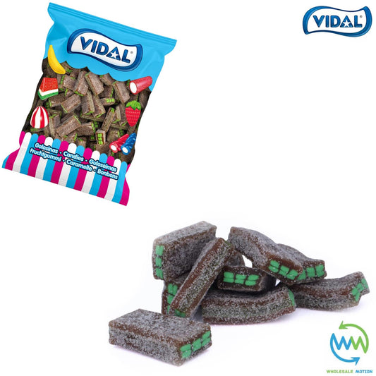 FIZZY COLA FILLED BRICKS Sweets GUMMY Candy FONDANT CENTRE Brick Jellies GUMMIES Brick JELLY Bites Vidal PICK N MIX UK Liquorice Snack Treat Wedding Gift Party Bag Filler