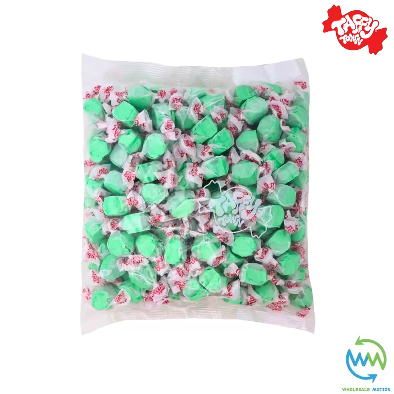 GREEN APPLE SALT WATER TAFFY Sweets SOFT CANDY Taffies SWEET Chewy Mint MINTY Retro Party INDIVIDUALLY WRAPPED Fruity SWEET Candy Gummy Jelly GUMMIES Jellies Snack Fruit Taffies Toffees