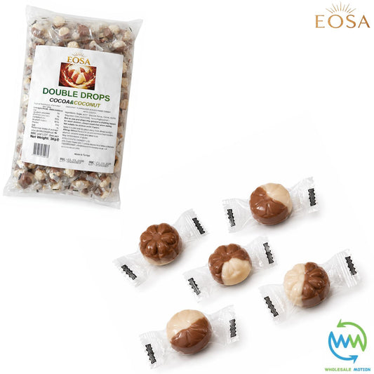 COCOA & COCONUT DOUBLE DROPS Sweets CANDY Candies HARD BOILED Sweet INDIVIDUALLY WRAPPED Drop Retro TRADITIONAL Party Bag Filler Treat Snack Fruity Wedding Favour Gift