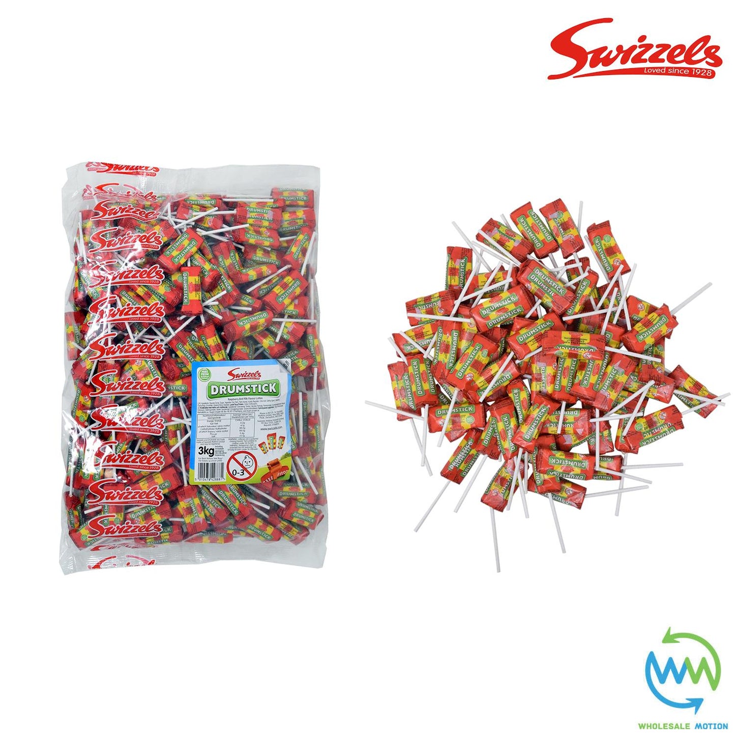 3KG BULK BAG Swizzels DRUMSTICK Lollies Individual Wrapped SWEETS CHEW Retro CANDY UK Lolly Snack Chewy SWIZZELS