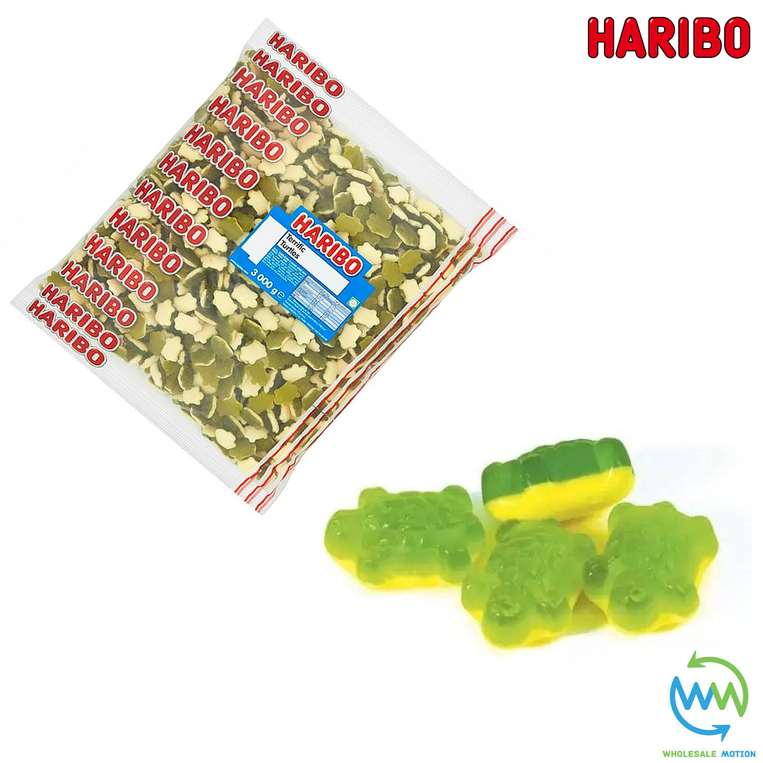 3KG BULK BAG - HARIBO TERRIFIC TURTLES Sweets GUMMY Candy WEDDING Favours Bubblegum PICK N MIX Bubble Gum Gummies Jelly JELLIES Candies Snack