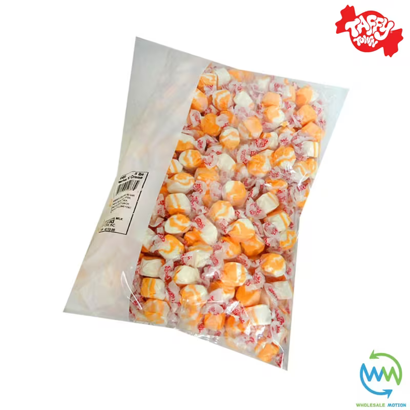 PEACHES & CREAM SALT WATER TAFFY Sweets SOFT CANDY Taffies SWEET Chewy PEACH Creamy Retro Party INDIVIDUALLY WRAPPED Fruity SWEET Candy Gummy Jelly GUMMIES Jellies Snack Fruit Taffies Toffees