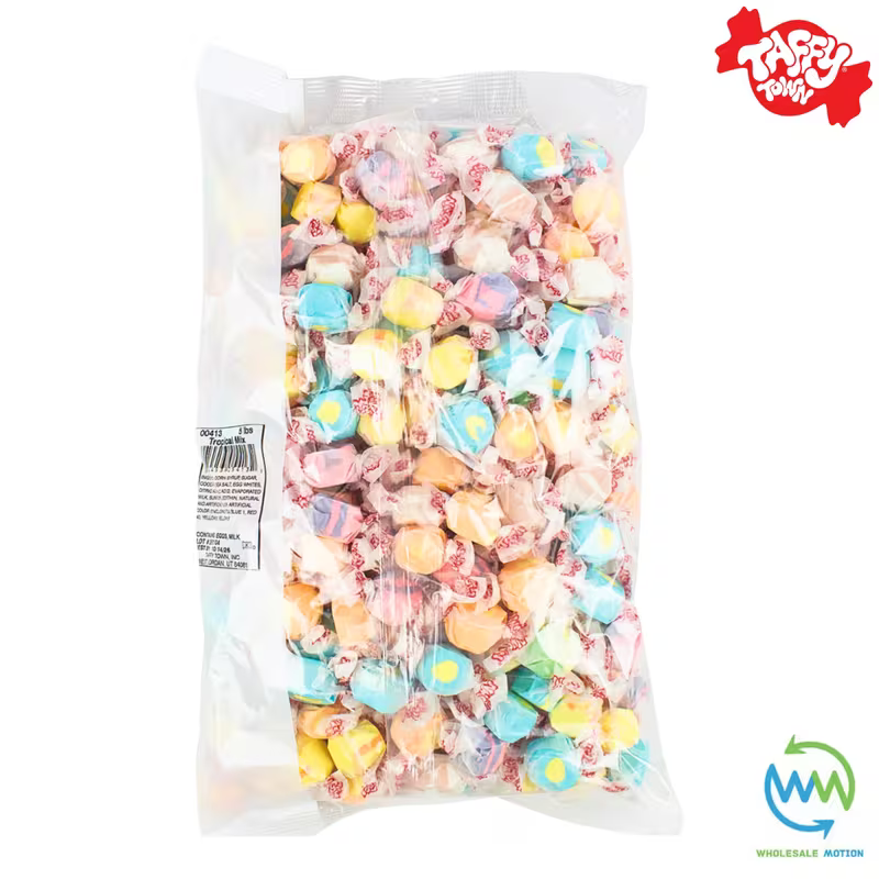 TROPICAL MIX SALT WATER TAFFY Sweets SOFT CANDY Taffies SWEET Chewy Retro Party INDIVIDUALLY WRAPPED Fruity SWEET Candy Gummy GUMMIES Jelly Jellies Snack Fruit Taffies Toffees