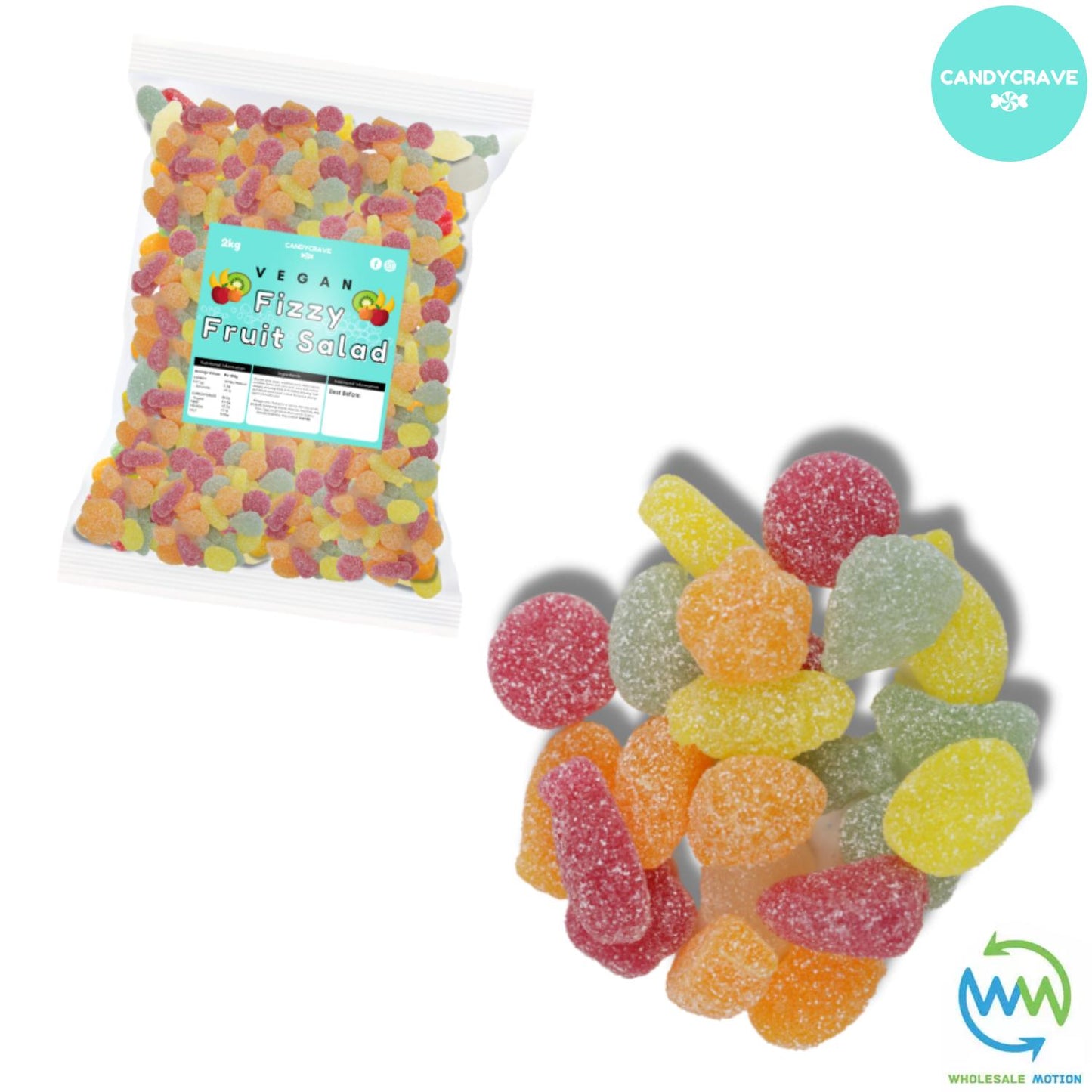 FIZZY FRUIT SALAD Sweets CANDY Jelly GUMMY Jellies GUMMIES Sugar Coated Fruity Salads Snack WEDDING GIFT Party Bag Filler CANDIES Candycrave PICK N MIX UK