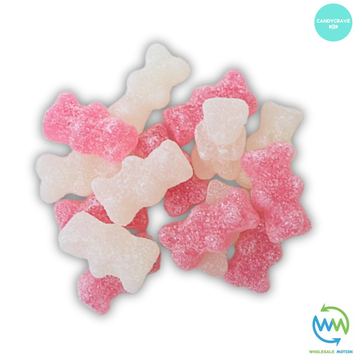 PINK & WHITE SUGARED BEARS Sweets CANDY Jelly GUMMY Jellies GUMMIES Fizzy Sugar Coated Bear Snack WEDDING GIFT Party Bag Filler CANDIES Candycrave PICK N MIX UK Treat