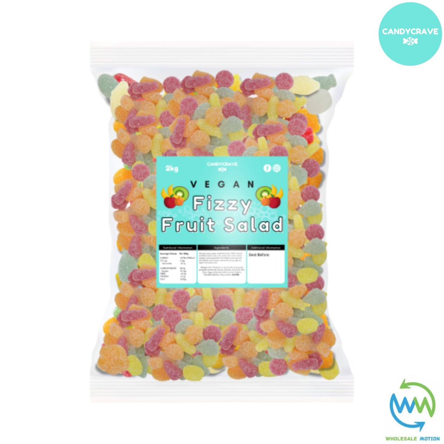 FIZZY FRUIT SALAD Sweets CANDY Jelly GUMMY Jellies GUMMIES Sugar Coated Fruity Salads Snack WEDDING GIFT Party Bag Filler CANDIES Candycrave PICK N MIX UK