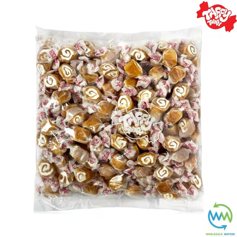 CARAMEL SWIRL SALT WATER TAFFY Sweets SOFT CANDY Taffies SWEET Chewy Caramels Retro Party WRAPPED Fruity SWEET Candy Gummy Jelly Snack Fruit Taffies Toffees Gummies Jellies GIFT Snack TREAT Wedding Favour Party Bag Filler