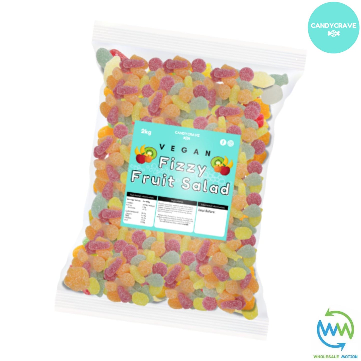 FIZZY FRUIT SALAD Sweets CANDY Jelly GUMMY Jellies GUMMIES Sugar Coated Fruity Salads Snack WEDDING GIFT Party Bag Filler CANDIES Candycrave PICK N MIX UK