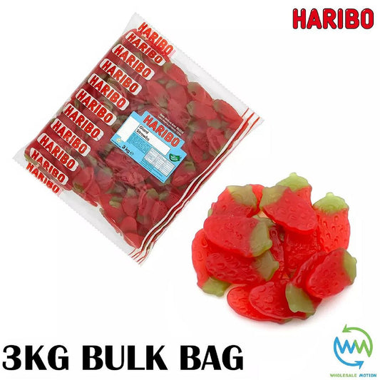 3KG BULK BAG - HARIBO GIANT STRAWBS Sweets RETRO Strawberry WEDDING Favours GIFT PICK N MIX