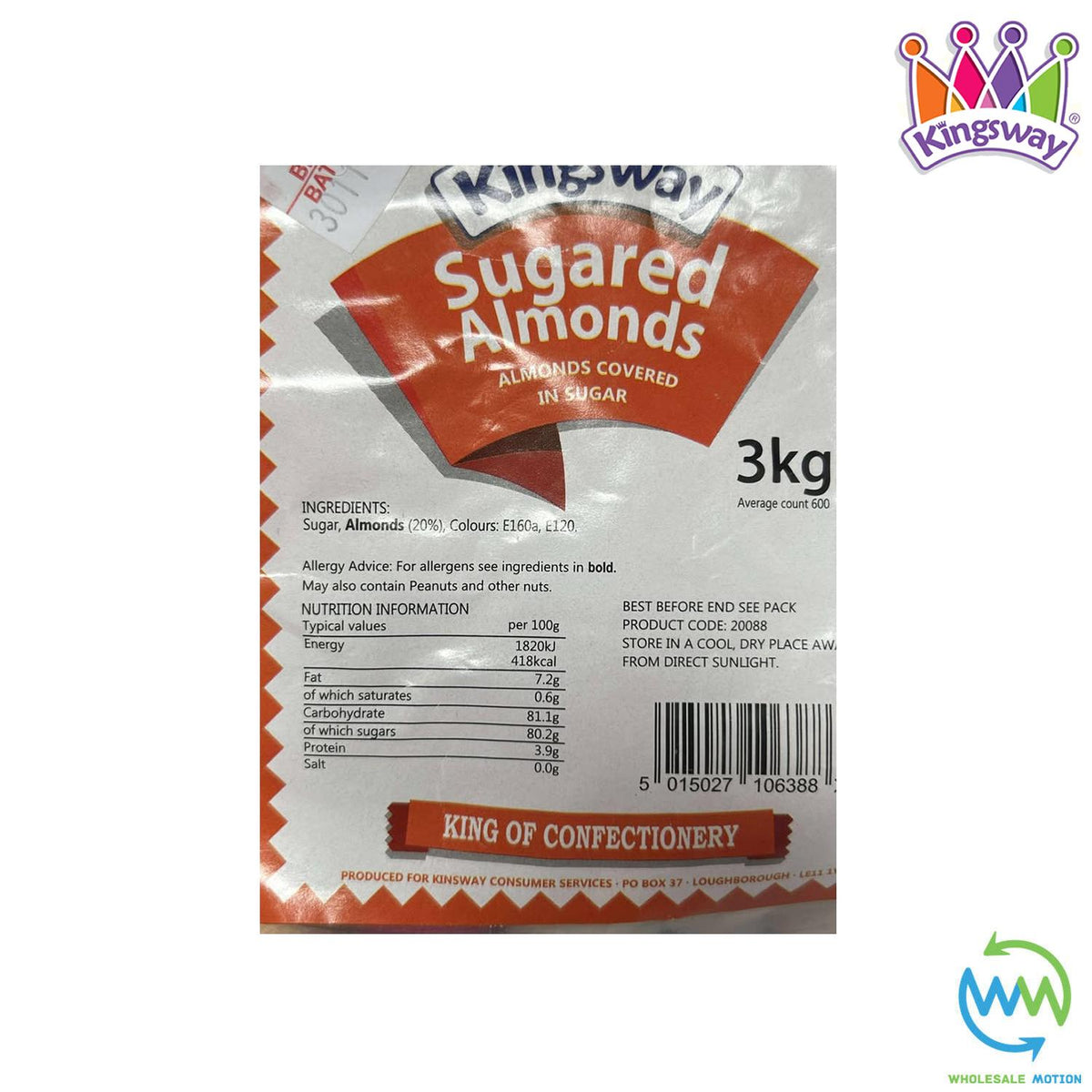 SUGARED ALMONDS Sweets RETRO Candy ALMOND Crunchy SHELL Kingsway NUT Multicoloured PICK N MIX UK