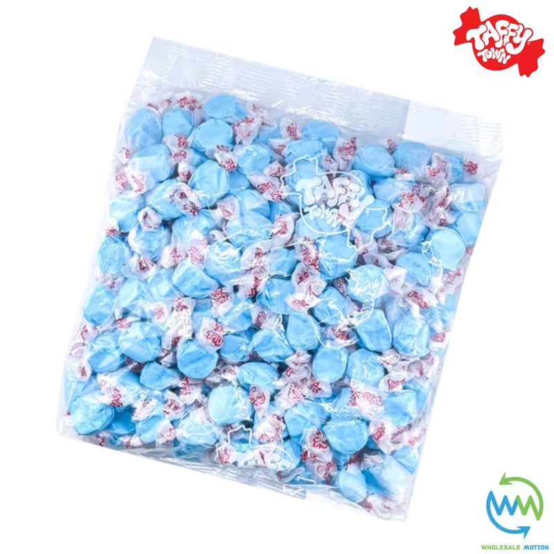 BLUE RASPBERRY SALT WATER TAFFY Sweets SOFT CANDY Taffies SWEET Chewy Mint MINTY Retro Party INDIVIDUALLY WRAPPED Fruity SWEET Candy Gummy Jelly GUMMIES Jellies Snack Fruit Taffies Toffees