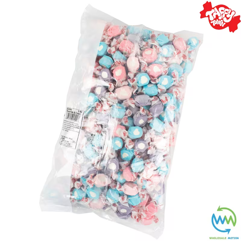 BERRIES & CREAM SALT WATER TAFFY Sweets SOFT CANDY Taffies SWEET Chewy Creamy Berry Retro Party INDIVIDUALLY WRAPPED Fruity SWEET Candy Gummy Jelly Snack Fruit Taffies Toffees