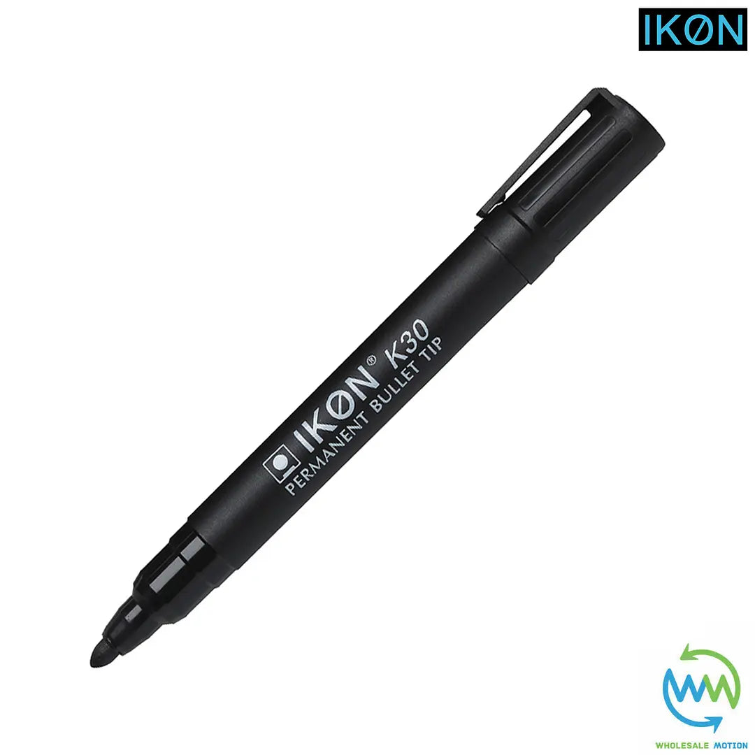 Black PERMANENT MARKER Pens BULLET POINT Tip Markers Pack IKON K30 Sharpie PEN