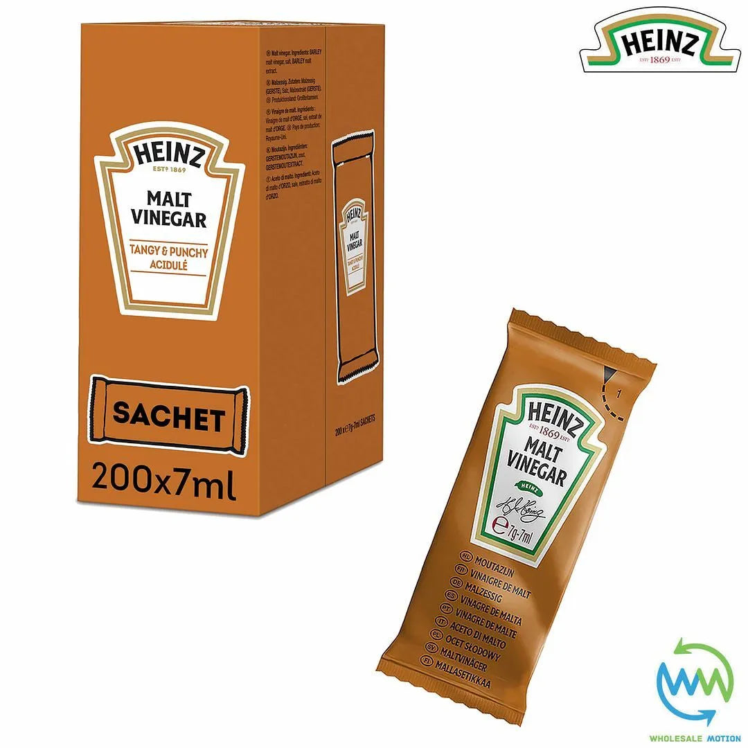 HEINZ MALT VINEGAR Sachets 7g 7ml SAUCE Individual Single Portion SACHET Vinegar