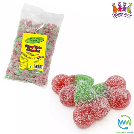 Kingsway Mega Value Vegan Range Fizzy Twin Cherries Bag 2.5kg