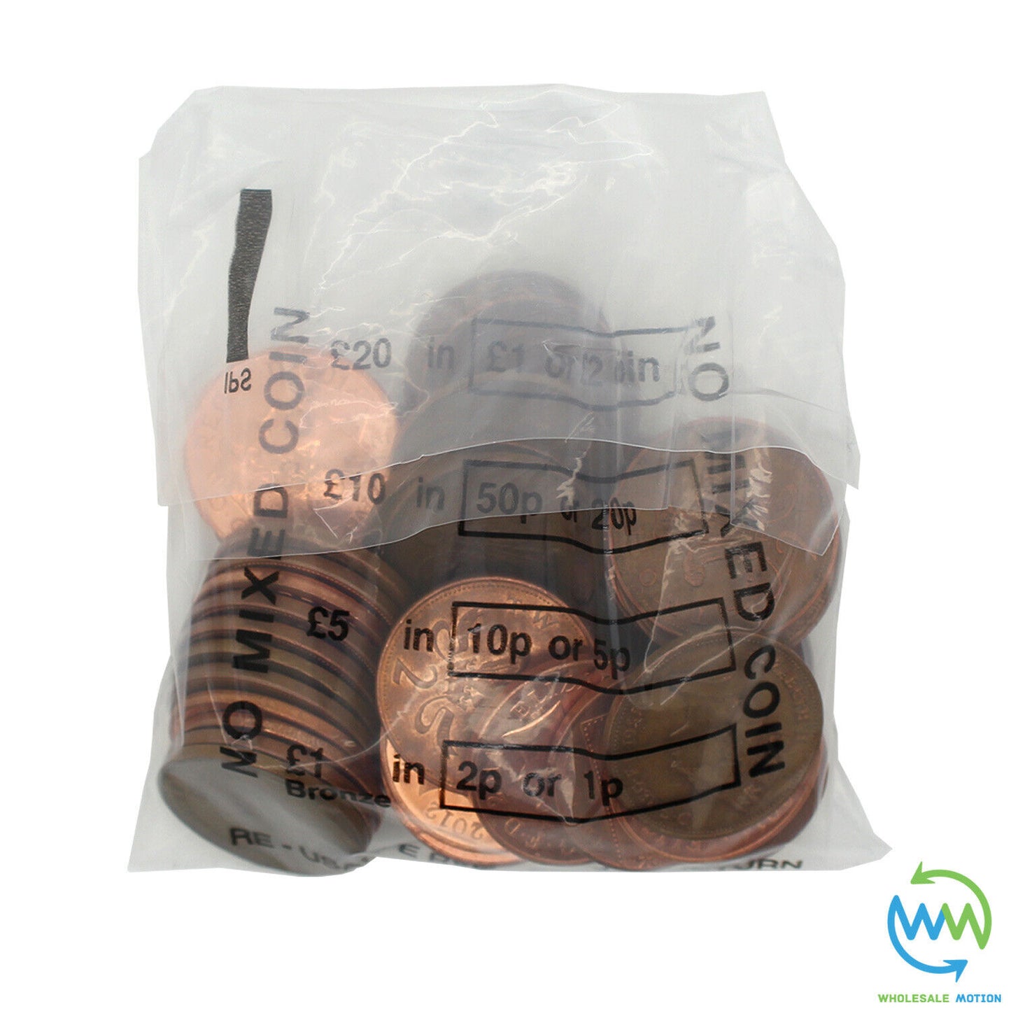 Plastic COIN BAGS No Mixed Coins Cash MONEY BANK Retail CHANGE Denominated Bag