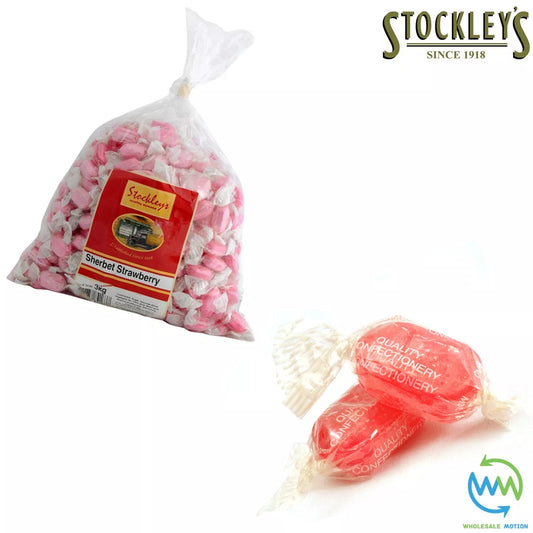 Stockleys SHERBET STRAWBERRIES Candy Sweets STRAWBERRY Individual Wrapped HARD BOILED TREAT Pick N Mix Snack