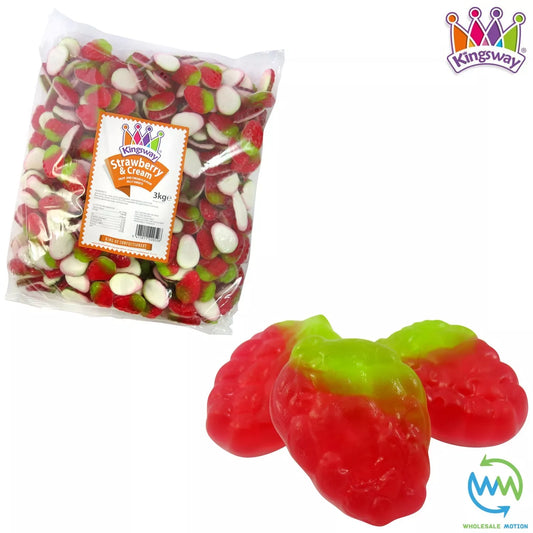 STRAWBERRY & CREAM Sweets GUMMY Candy STRAWBERRIES JELLY Kingsway PICK N MIX NEW Jellies FOAM Snack Fruit